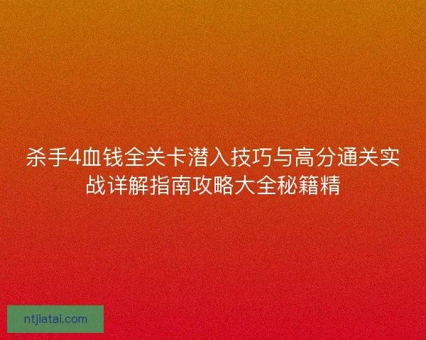 杀手4血钱全关卡潜入技巧与高分通关实战详解指南攻略大全秘籍精