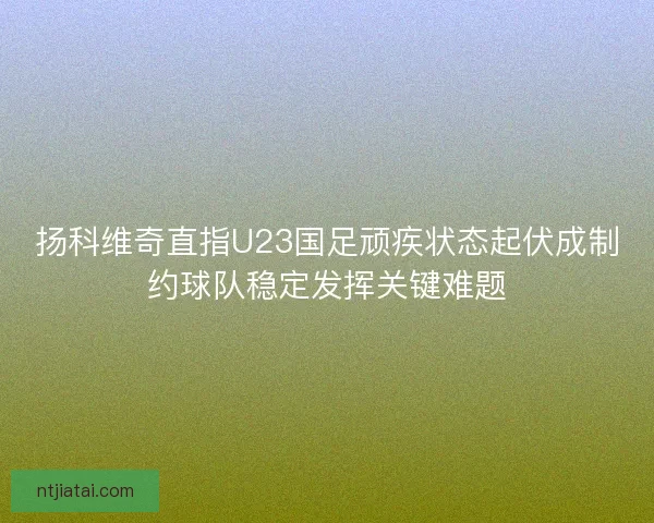 扬科维奇直指U23国足顽疾状态起伏成制约球队稳定发挥关键难题